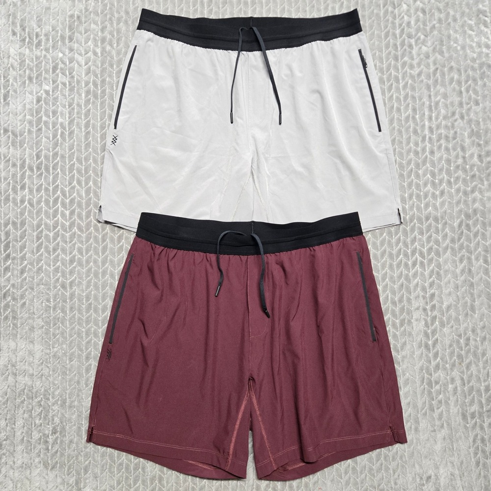 2 Rhone Mako Tech 7 Inch Training Shorts Gray Burgundy Mens XL Unlined 100926